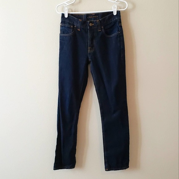 Nudie Jeans Co Men's Organic Cotton Button Fly Jeans Dark Wash Denim 28x34 - Picture 1 of 12